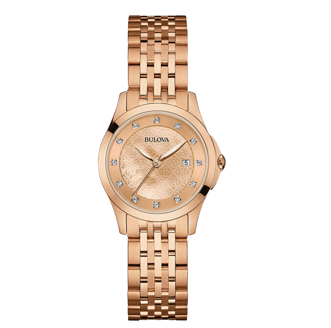 BULOVA DIAMOND ROSE GOLD WATCH 27MM 97P112