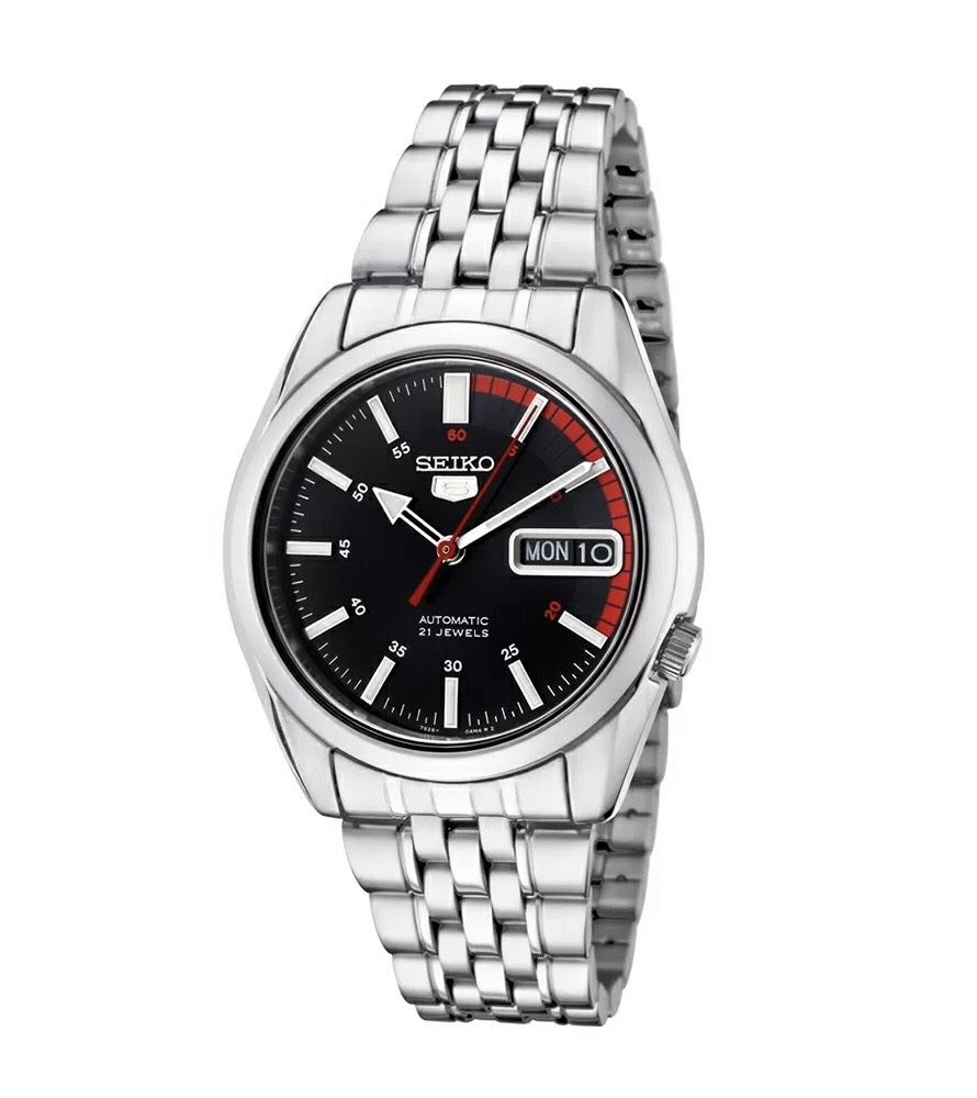 Seiko 5 Black Red Steel SNK375K1 - iTIME AUTHENTIC