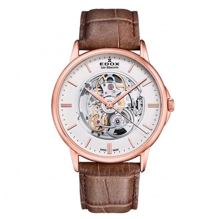 Edox Les Bemonts Automatic Silver Skeleton Dial 85300-37R-AIR 8530037RAIR