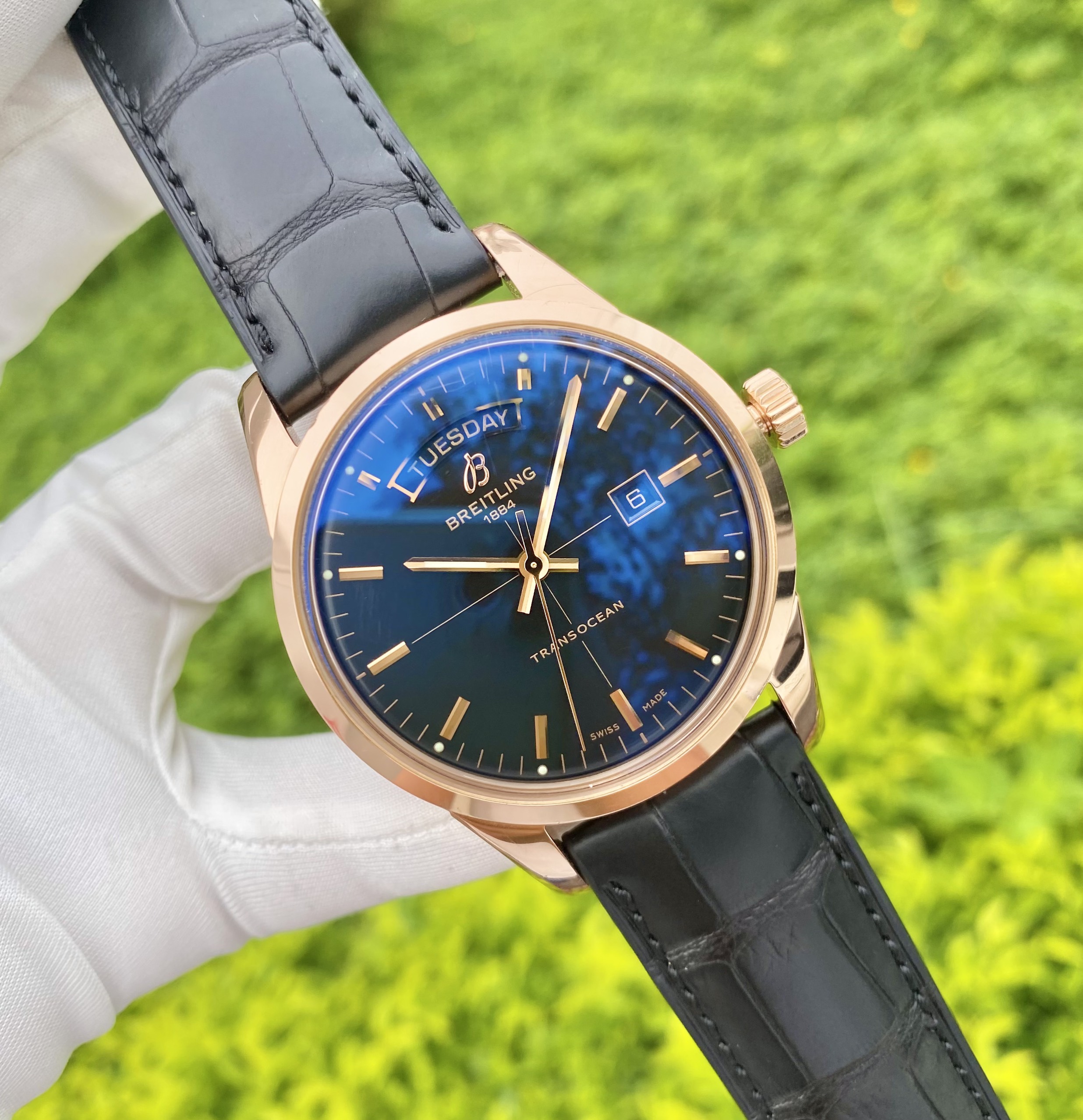 Breitling transocean outlet day date blue