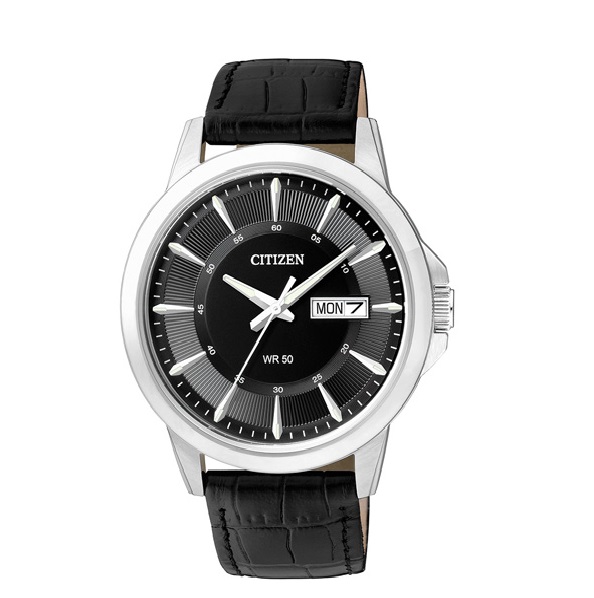 Citizen Quartz Classic Day Date Black Leather BF2011-01E BF201101E